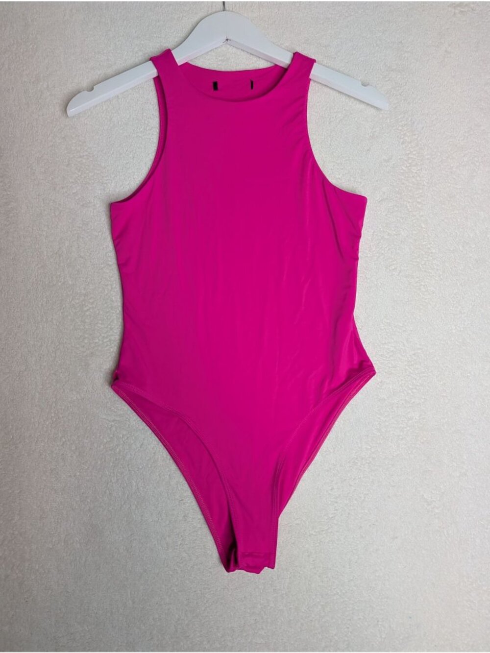 Misguided Pink High Neck Tank Bodysuit Snap Closure Stretch Size S - Picture 2 of 9